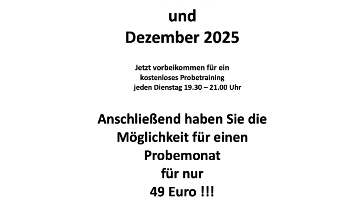 Angebot für November/ Dezember 2025